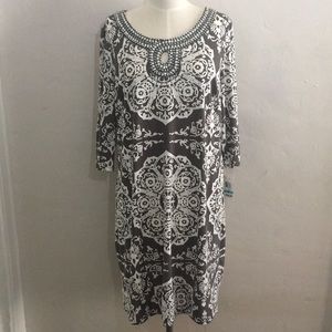 INC Plus Size Tunic New embellished 0X Gray White